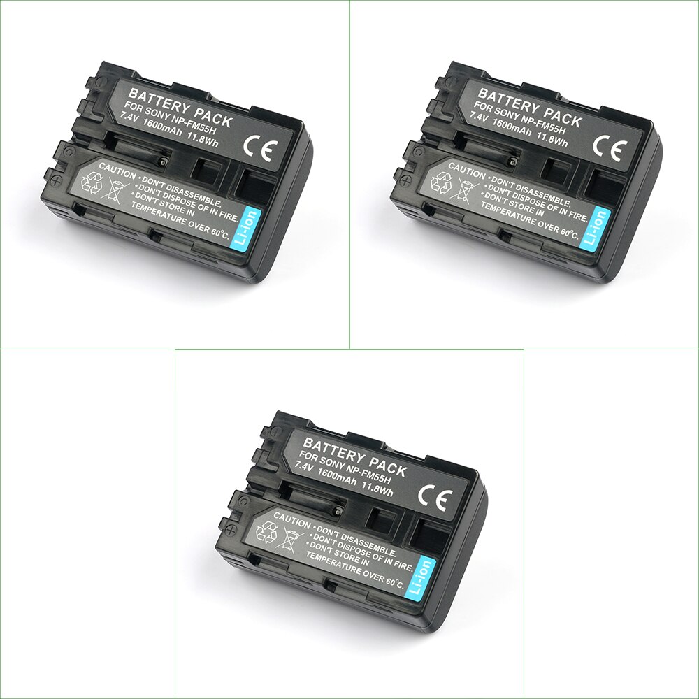NP-FM55H FM50 Camera Digital Battery + USB Charger For Sony DSC F707 F717 F828 DSC-R1 S30 S50 S70 S75 S85 HVR-A1U DSLR-A100: 3PC Battery