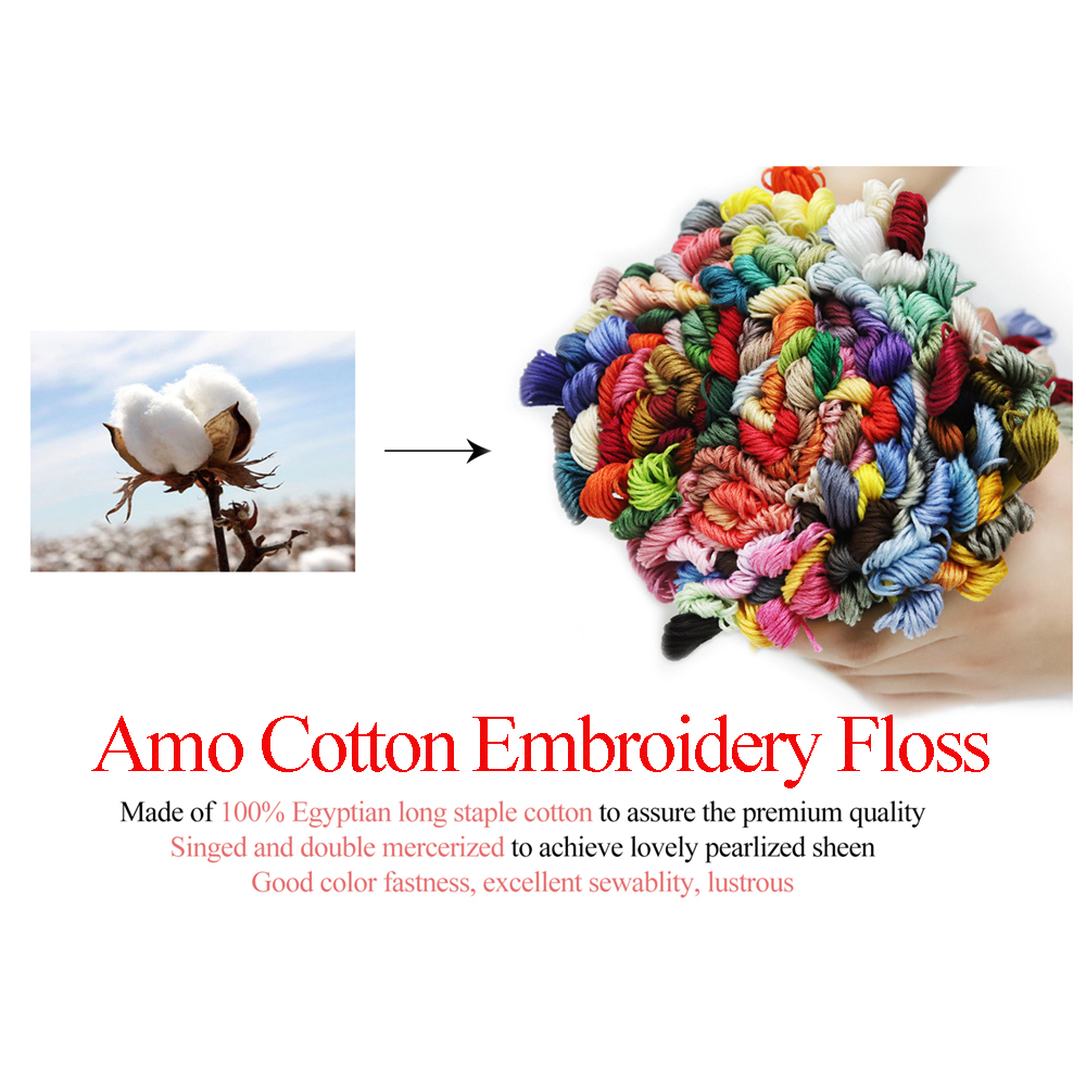 150 Pieces Cotton Embroidery Floss Different DMC Colors Cross Stitch Egyptian Cotton Gassed and Double Mercerized 8 meters Skein