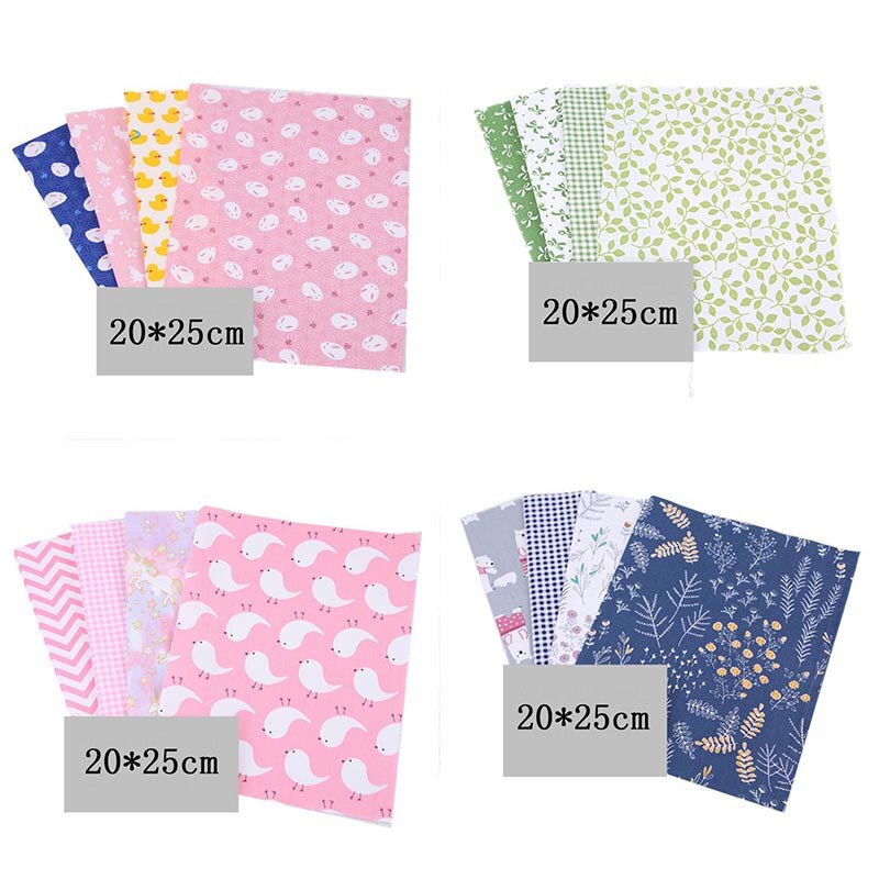 4 draps/ensemble 20x25CM coton Patchwork vêtements tissu accessoires de couture tissu d'impression florale matériel bricolage à la main couleur mélangée