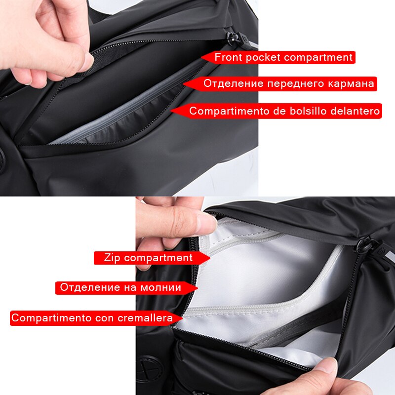 Bolsos de pecho reflectantes con cremallera para mujer, bandoleras de cuero sintético multifunción con tres bolsillos, cruzado, seguro, oculto, G200