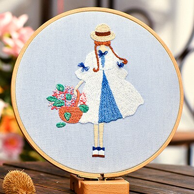 3D Stickerei DIY Kreuz Stich Bausätze Karikatur Blume aufbringen Hand einstellen mit Stickerei Band Handgemachte Kunst Handwerk NäHenne: 2 / 20cm retro Band Bausatz