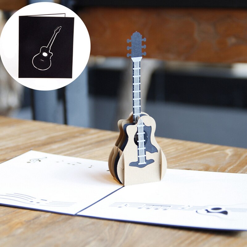 Pop-up 3D gitaar verjaardagskaart, uitnodigingskaarten voor concerten, cadeaukaarten voor gitaarliefhebbers, met envelop