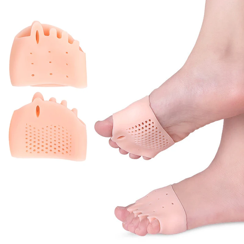 2pc silikonforfotputer femhulls honeycomb tåseparator gel smertelindrende innleggssåler forhindrer føtter hard hud blemmer liktorn fotpleie: Lysegrå