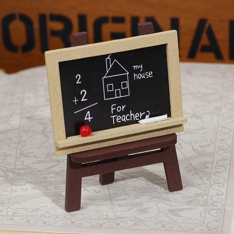 1Set Miniature Blackboard Chalkboard W/ Easel Dollhouse Classroom Accessory