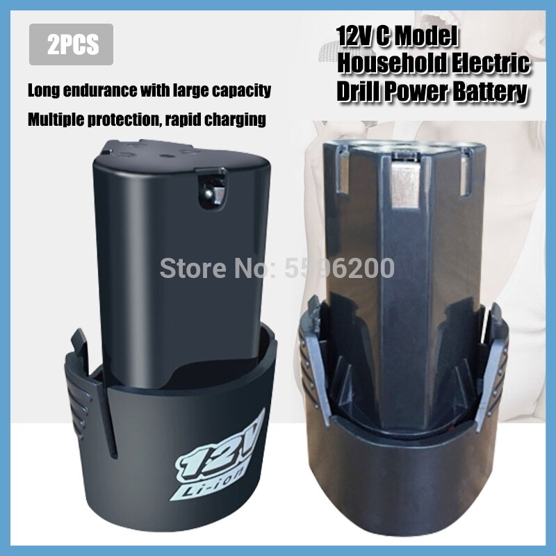 12V Household Rechargeable Lithium battery Can be used as Power Tools Electric Screwdriver Electric drill Li-ion Battery: 2PCS C Model