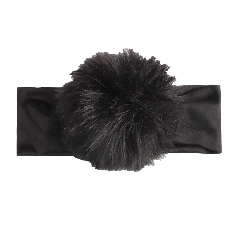 Diadema con pompones de piel sintética para bebé, bandanas elásticas de algodón para niño, turbante para bebé, accesorios para el cabello para bebé
