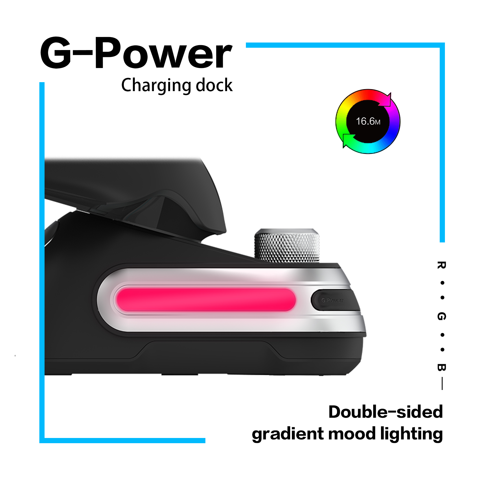 Fanxoo G-Power Mouse Wireless Charging Dock for Logitech G502 G502X Plus GPW G903 with RGB light computer volume control knob