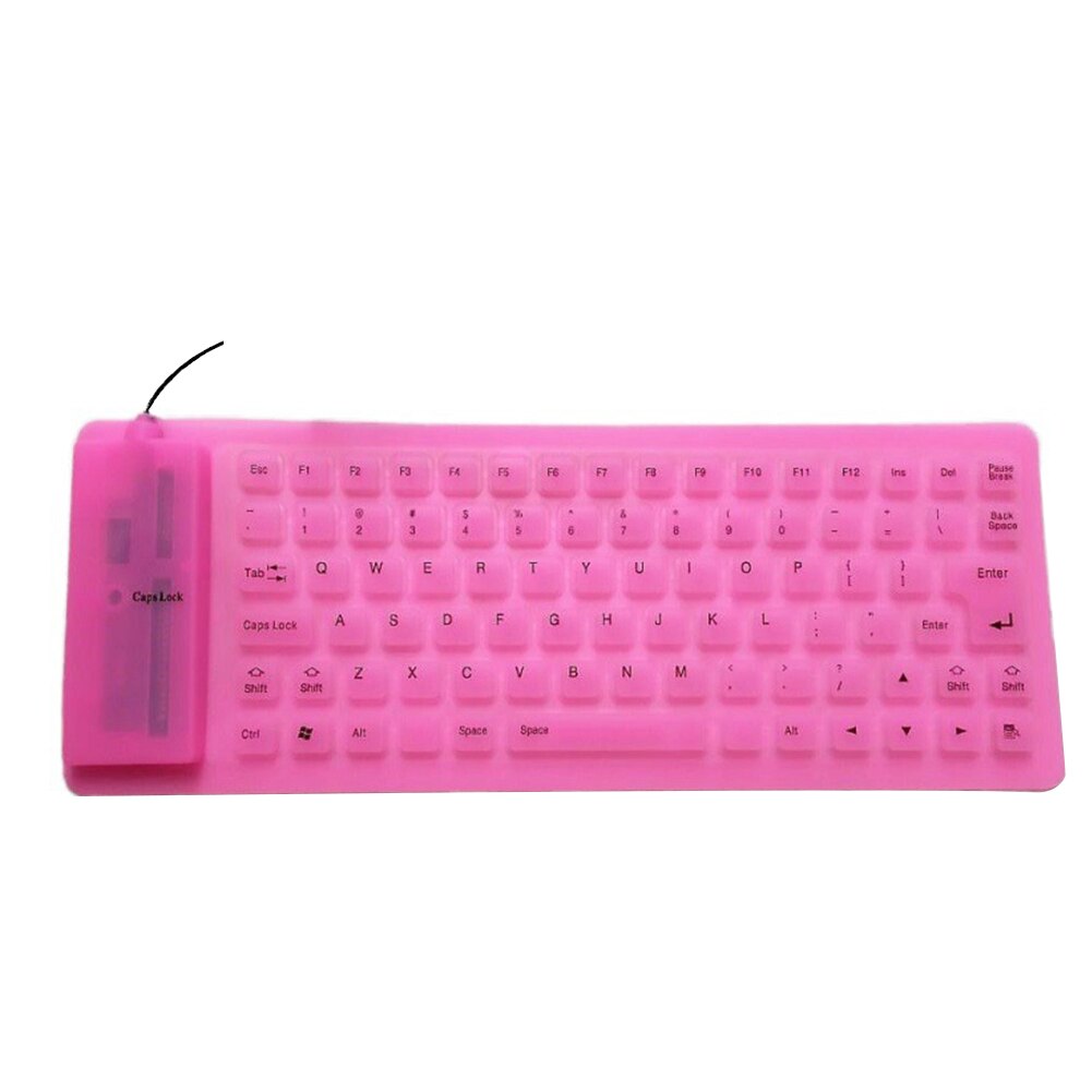85 Key USB Mini Flexible Silicone Folding PC Wired Keyboard for Notebook US Foldable Portable Wired English Keyboard: Pink