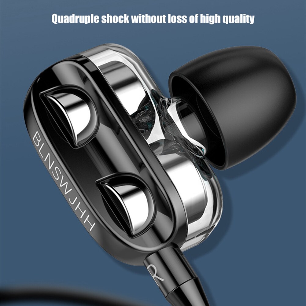 Dual Dynamic Circle Stereo Bass EarphonesIn-Ear 3.5MM Wired Earphones Metal Earpiece with MIC