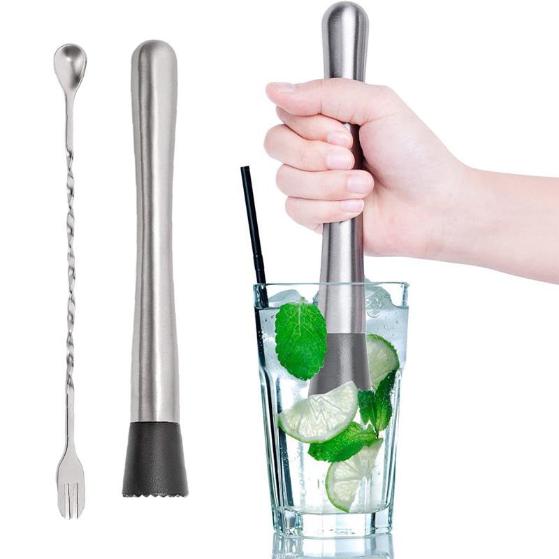 Stainless Steel Handy Wine Mixing Stirring Stick Portable Restaurant Coffee Shop Drink Ice Crushing Utensils Accessories