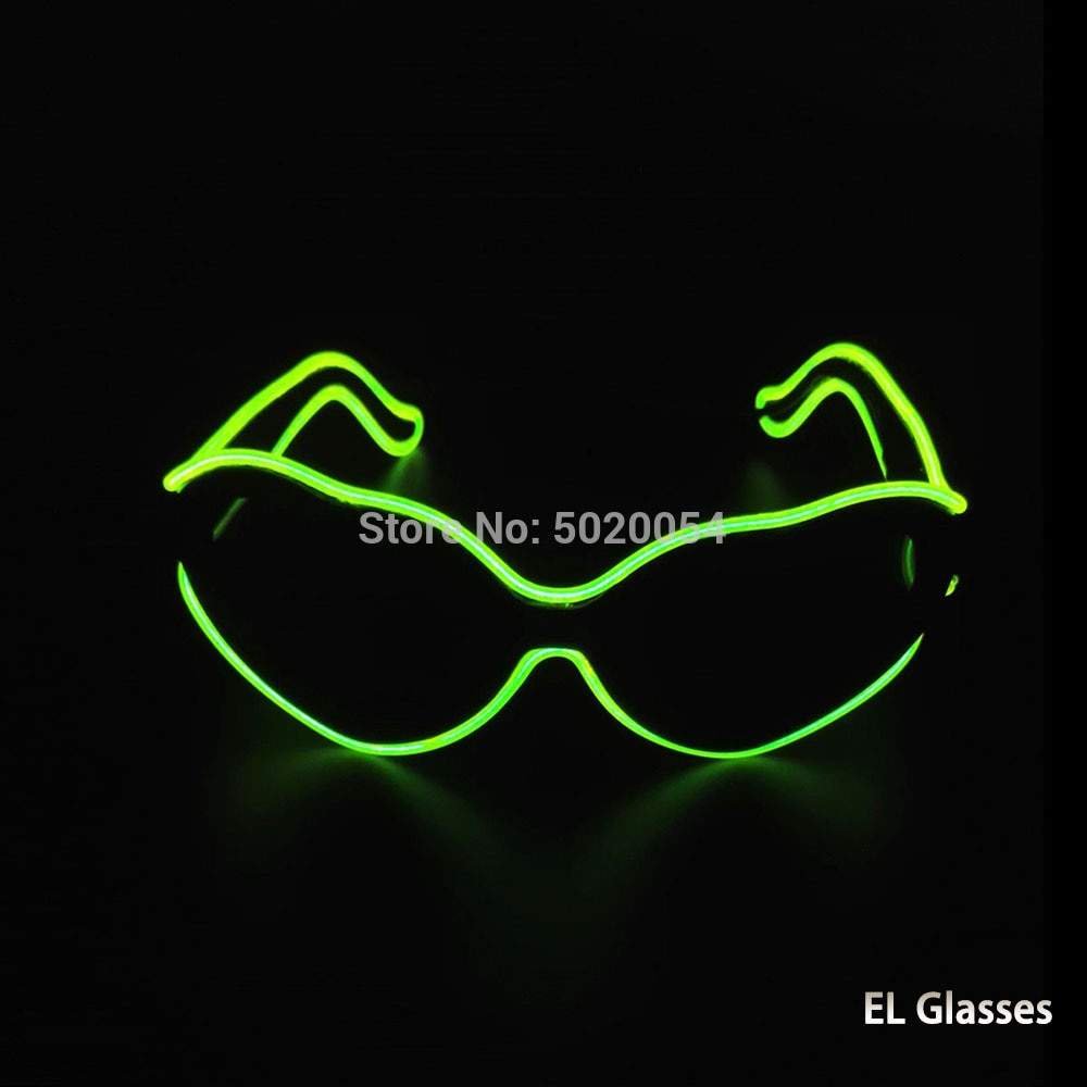 Gzyuchao  el 10 farver steady on el hjerte form briller blinkende belysning neon briller halloween nat glød solbriller: Citron grøn