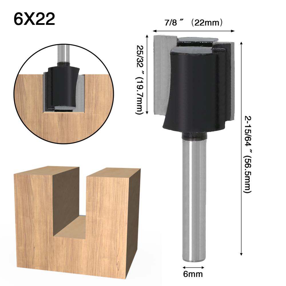 3pcs 6mm Shank Wood Router Bit 14mm/16mm/22mm Diameter Straight/Dado Router Bit Wood Cutter