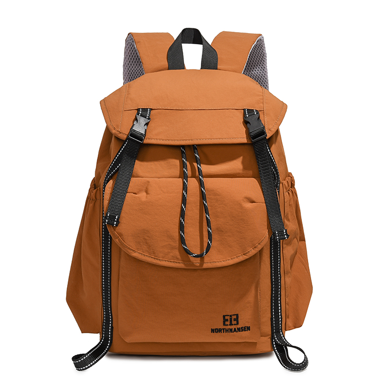 Mochila projetada, cordão de grande capacidade, pano lavado, passeio multifuncional, roupas de trabalho leves, presilha do ensino médio: Laranja