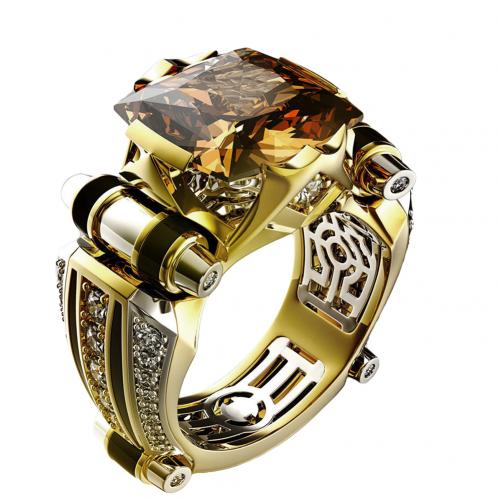 Klassieke gouden herenring met zwarte steen steampunk vintage verloving lieflijk huwelijk heren trendy sieraden: Us 7 / Champagne