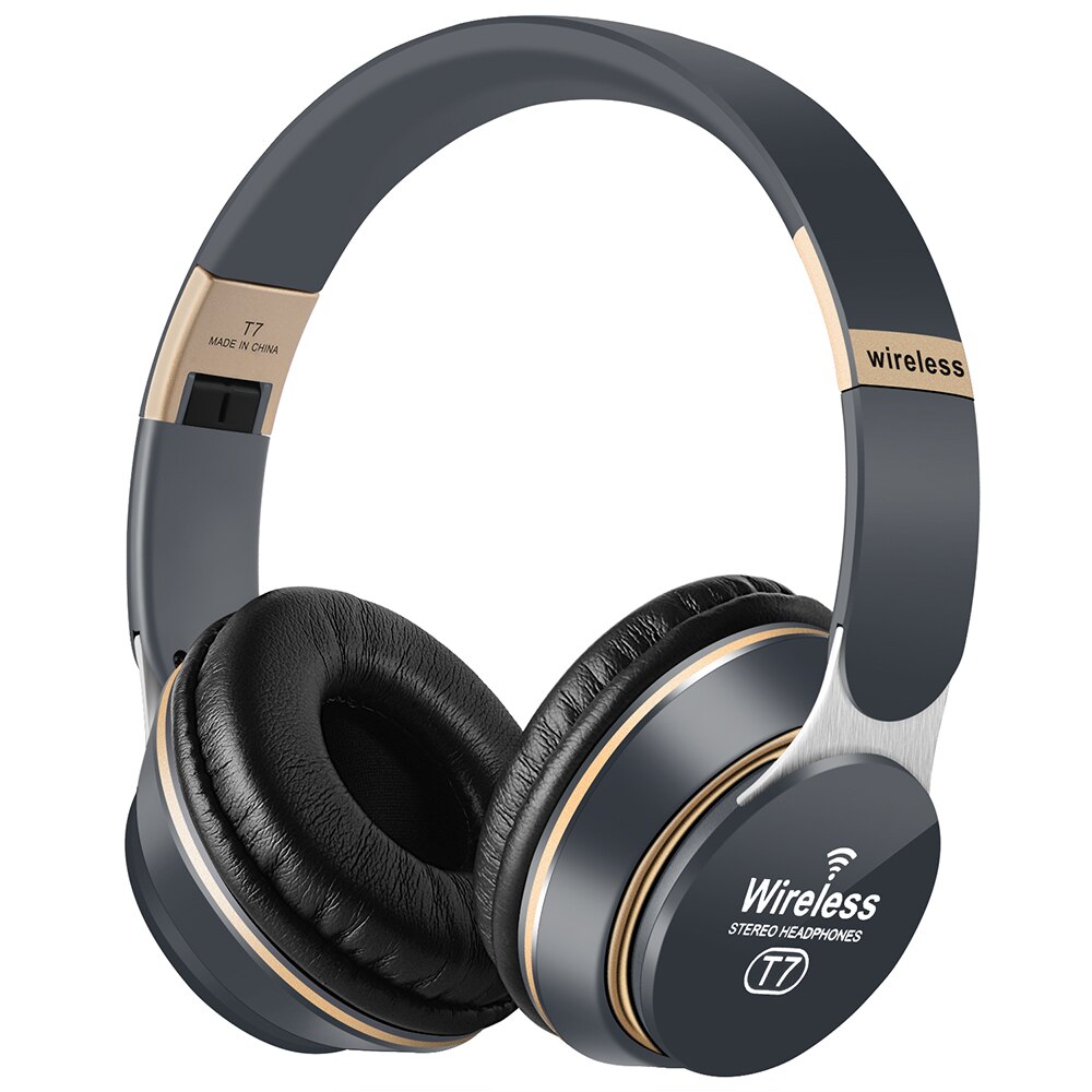 CLBC Wireless Headphones Bluetooth 5.0 - Foldable Stereo Gaming Headset with Mic - 40mm Drivers: T7-Gray