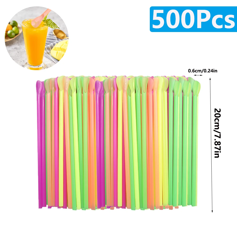 100-2000 Stuks Plastic Lepelrietjes - Milkshake Smoothie Feestartikelen: Zwart