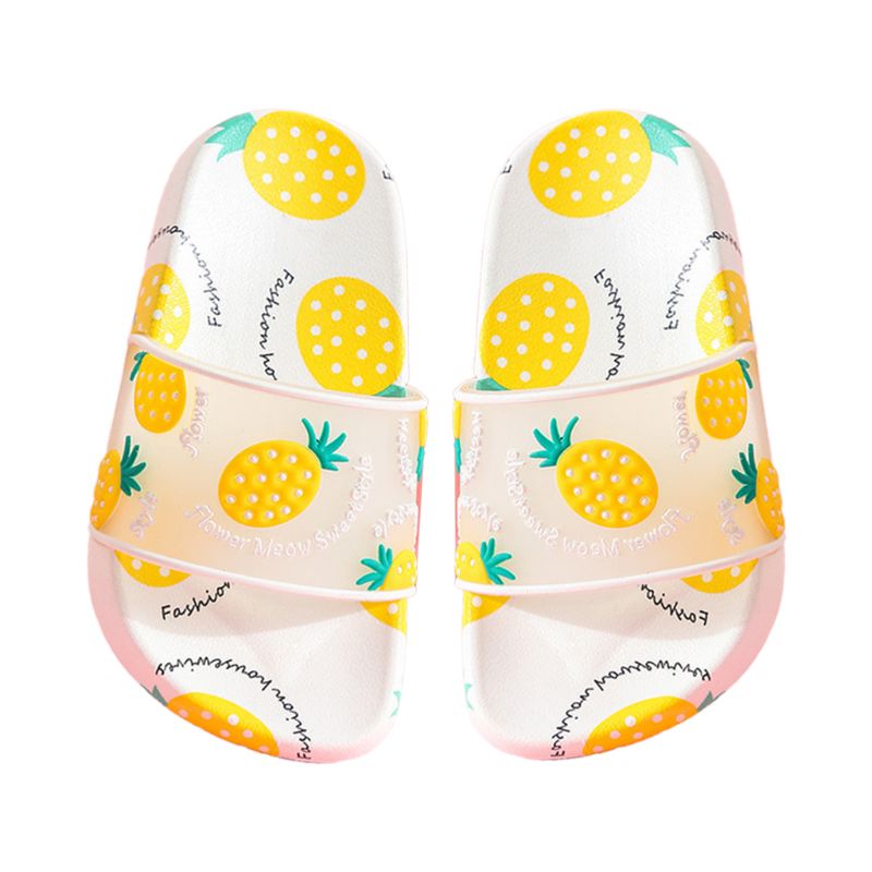 Barn flickor sommar rutschkana sandaler söt tecknad frukt tofflor anti-halk vatten sko: D / 22cm