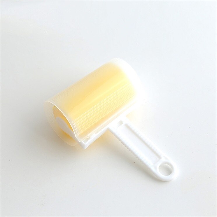 1pc Portable Washable Anti-Static Clothes Dust Removal Sticky Hair Tumble Lint Rollers for Wool Clothing Bedding with Cover: Yellow with Cover