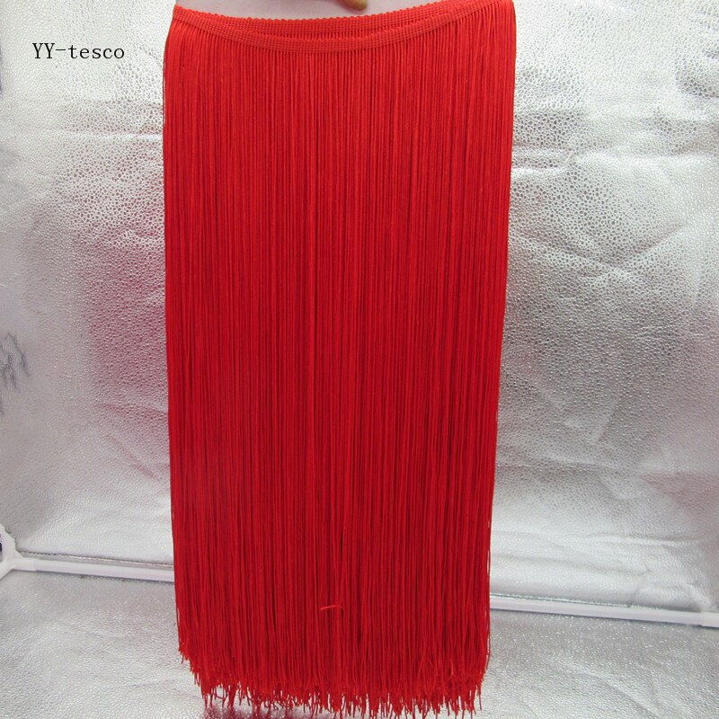 Yy-tesco 1 metrów 100 CM długi koronki Fringe wykończenia poliester Tassel Fringe przycinanie Latin sukienka etap ubrania akcesoria taśma koronkowa