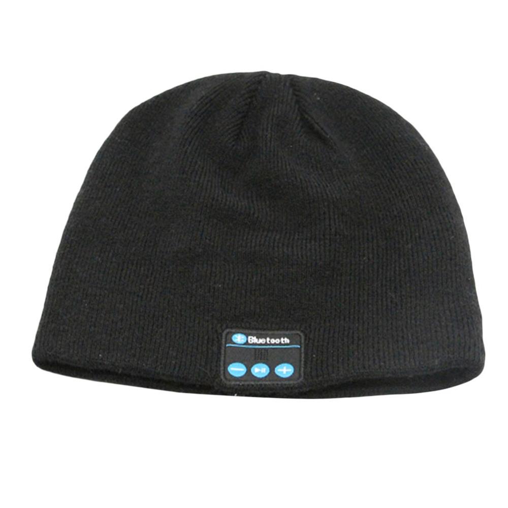 Fone de ouvido bluetooth música chapéu inverno sem fio fone de ouvido com microfone esporte chapéu para xiaomi telefone portátil: black
