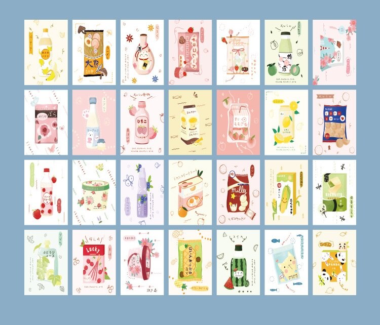 28 Sheets/Set Cute Cat and Snack Lomo Card Mini Paper Postcard/Greeting Card/Birthday Card Message Card