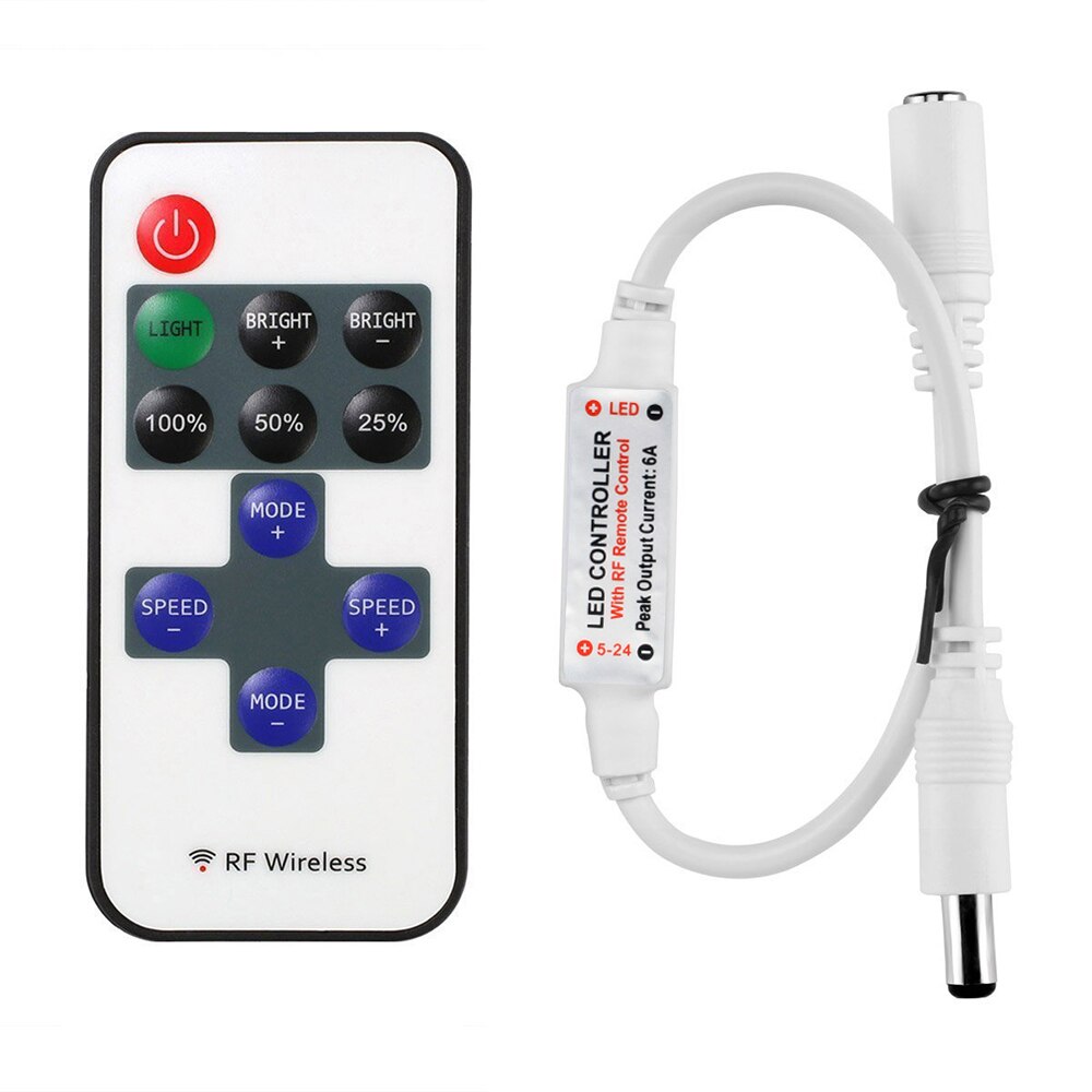 12V 3/10/11/17/20/24/44 Key Controller Mini IR RF Remote RGB Single Color LED RGB Controller For 3528 5050 LED Strip Controller: 11Key SingleColor RF