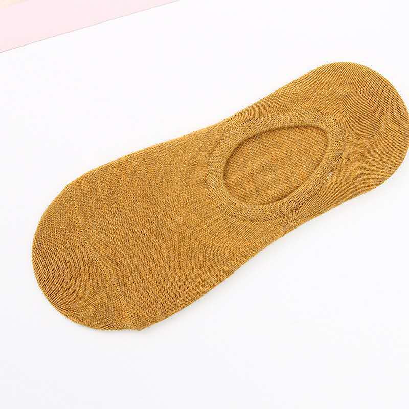 HUAYA Summer Women No Show Socks Invisible Cotton Double Cylinder Casual Non-slip Short Boats Socks Ankle Femmes Ladies Low Cut: ginger