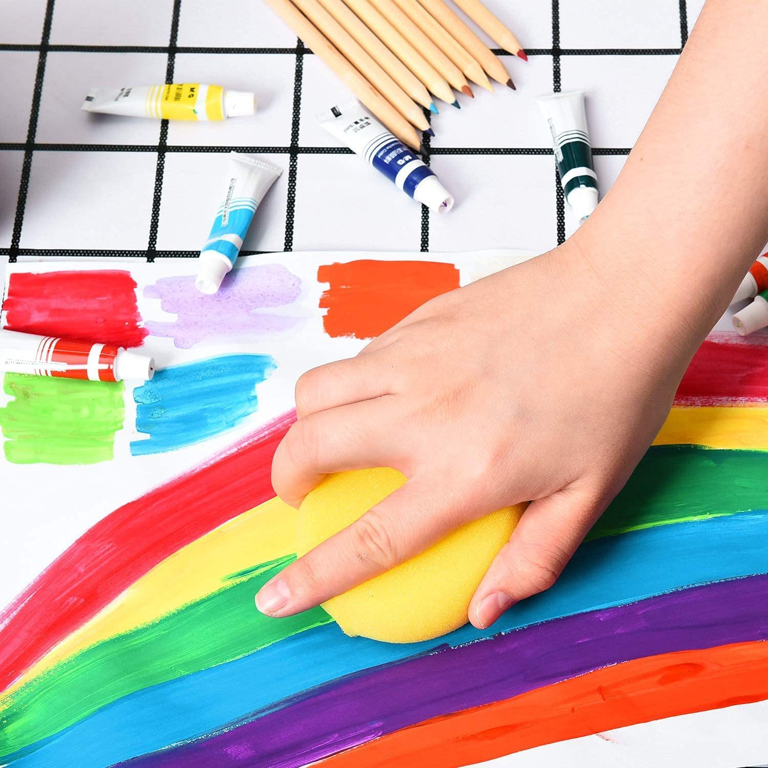 Esponja de cerámica de plástico de 5 uds, esponja absorbente de pintura en blanco para dibujar, herramienta de cerámica en blanco para dibujar, esponja para pulir encerar