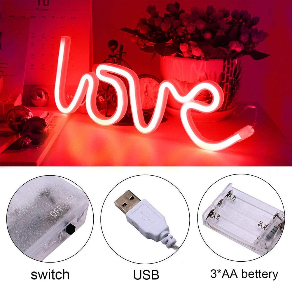 Home Decor LOVE Neon Light USB Powered Wall Decor Lamp for Party Year Decoration