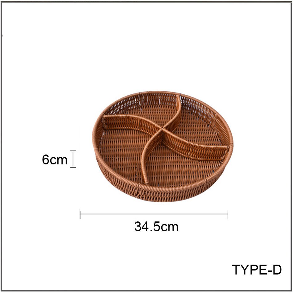 PE imitation rattan basket snack split basket bread basket supermarket display basket fruit and vegetable candy storage basket: white