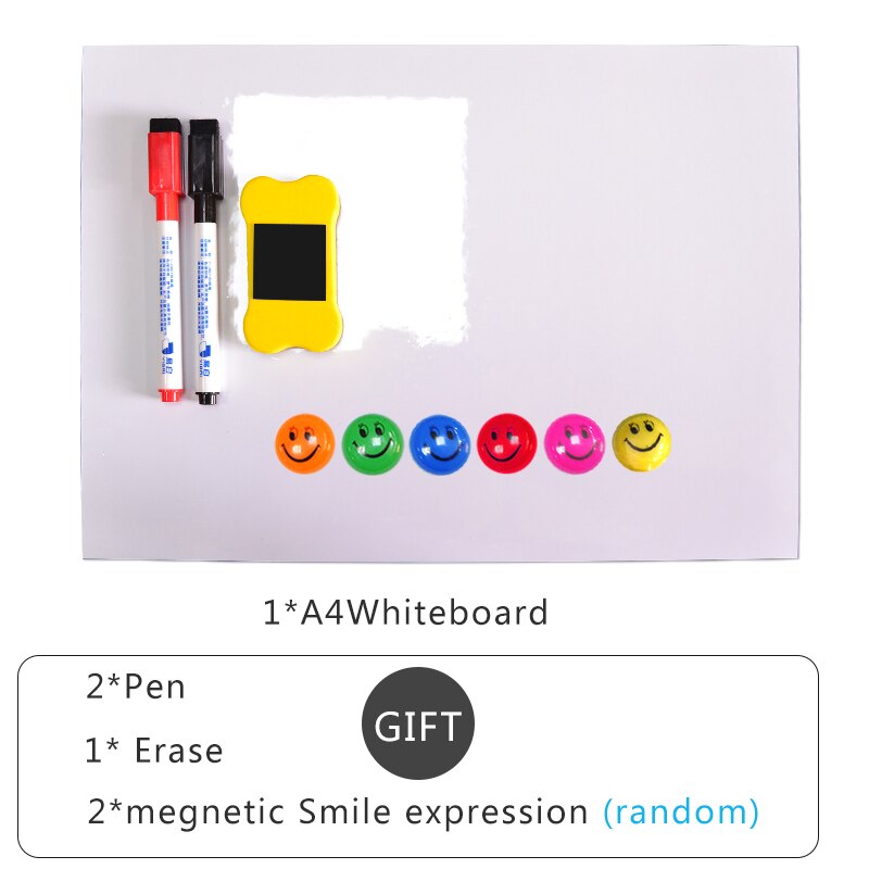 Stor magnetisk whiteboard  a4 blød magnet tavle, tør slette tegne- og optagetavle til køleskab køleskab med gratis