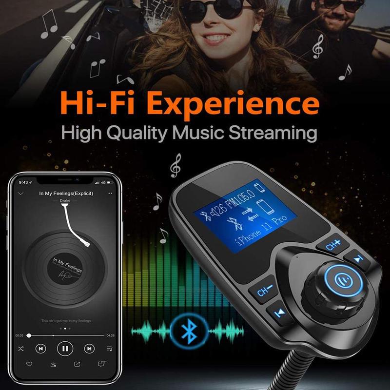 Wireless Car Bluetooth FM Transmitter Radio Adapter Kit Display Car W1.44-inch C8P0
