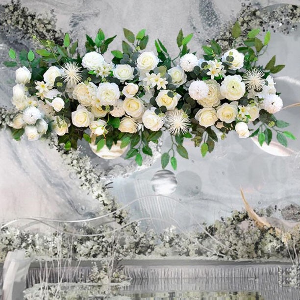 50/100cm DIY Romantic Wedding Silk Peonies Rose Flower Wall Arrangement Supplies Artificial Row Decor Iron Arch Backdrop