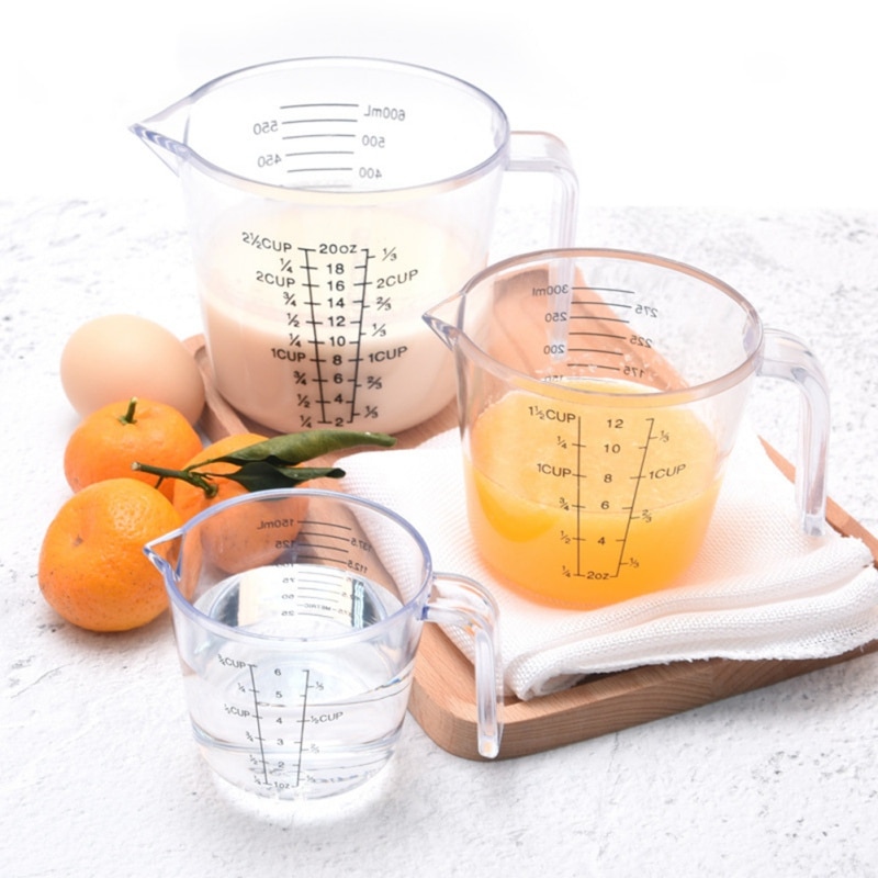 150/300/600ml Plastic Measuring Cup Clear Scale Show Transparent Mug Pour Spout Kitchen Measuring Device