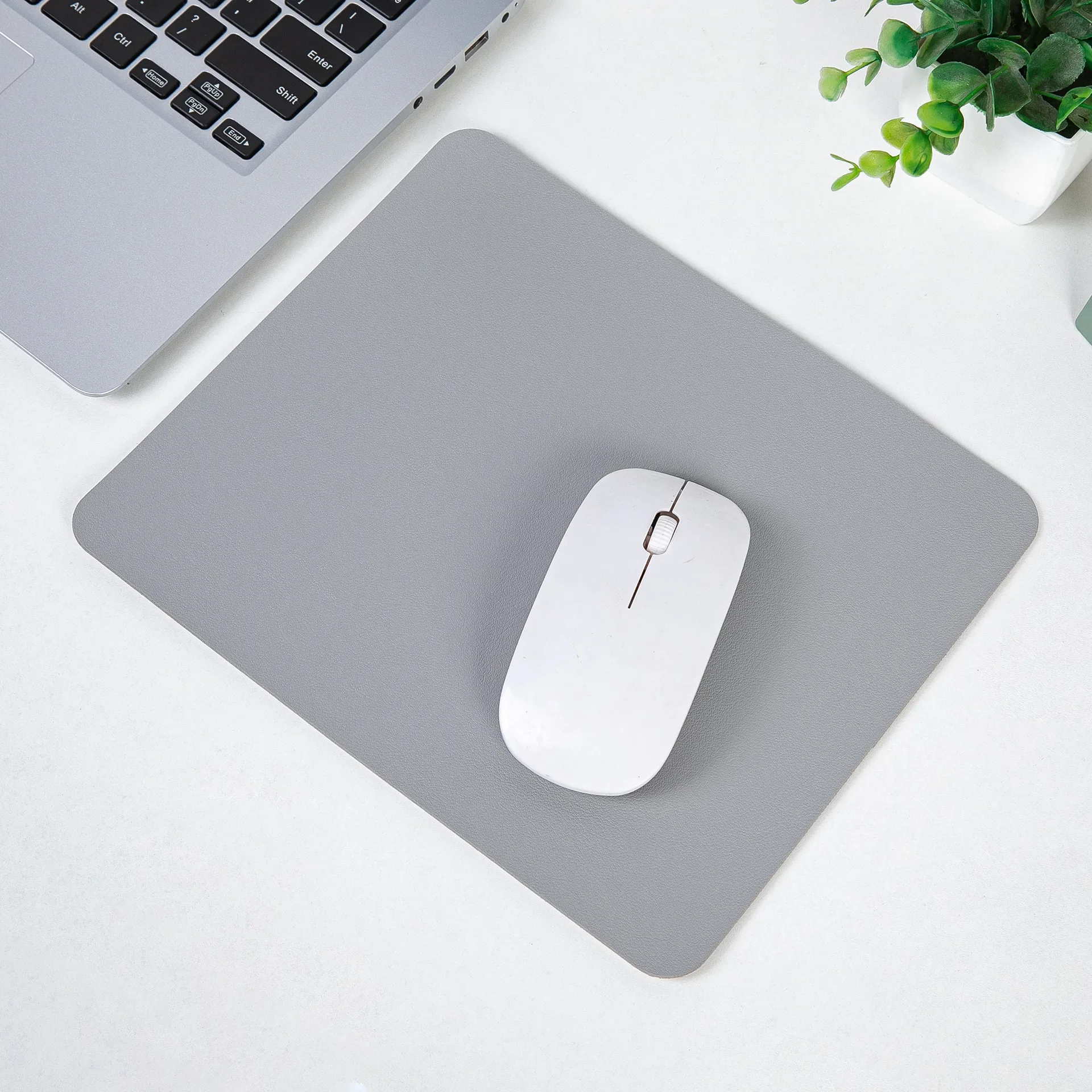 Simple Solid Color PU Leather Mouse Mat Anti-slip Waterproof 23*19cm Mouse Pad School Supplies Office Accessories Desk Set: Khaki