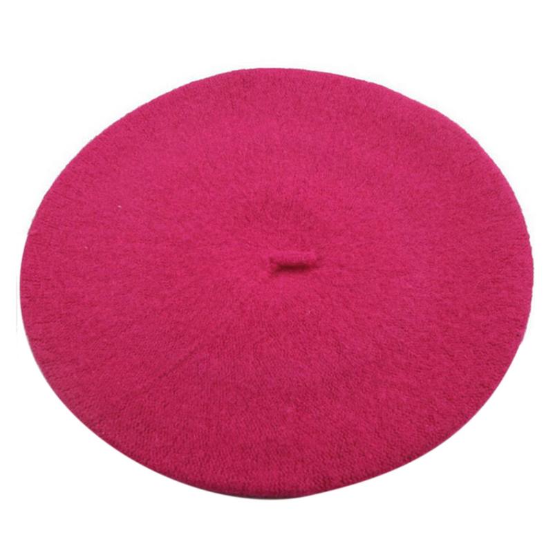 Dam vintermössa basker kvinnlig ullkeps 16 färger kvinna casual hattar mössor svart vit grå rosa boinas de mujer: Skrikrosa