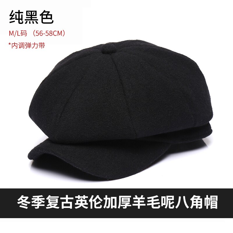 Gorro octogonal de lana gruesa para hombre, gorro de lana gruesa de tweed, fieltro para papá, Newsboy, hiedra, tamaño grande 56-58cm 58-60cm,: A1 / 56-58CM