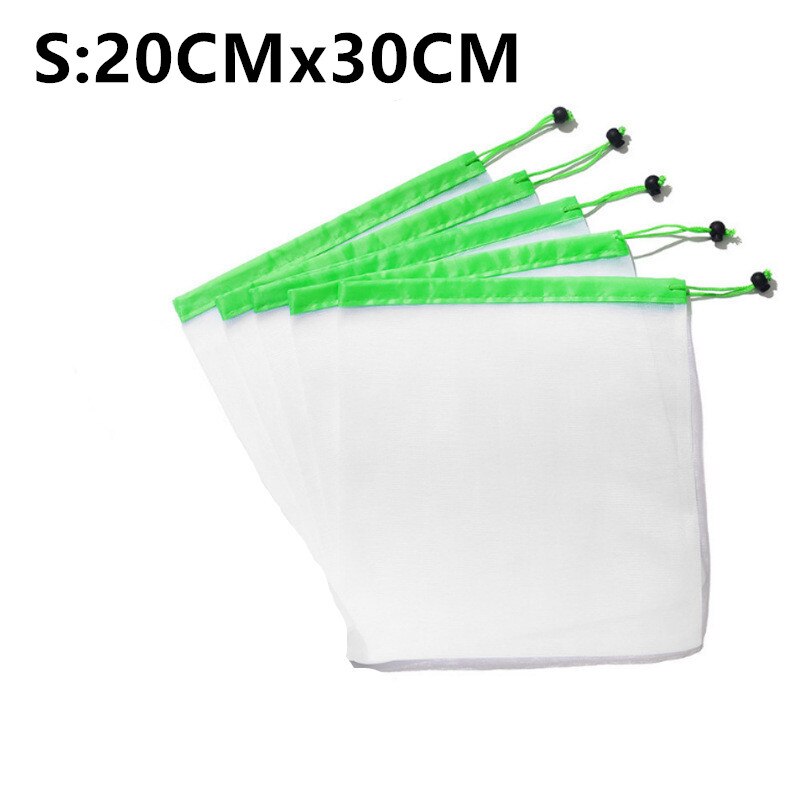 5 stuks herbruikbare netzakken, wasbare milieuvriendelijke tas voor boodschappen, opbergzak voor fruit en groenten, opbergzak voor speelgoed: S