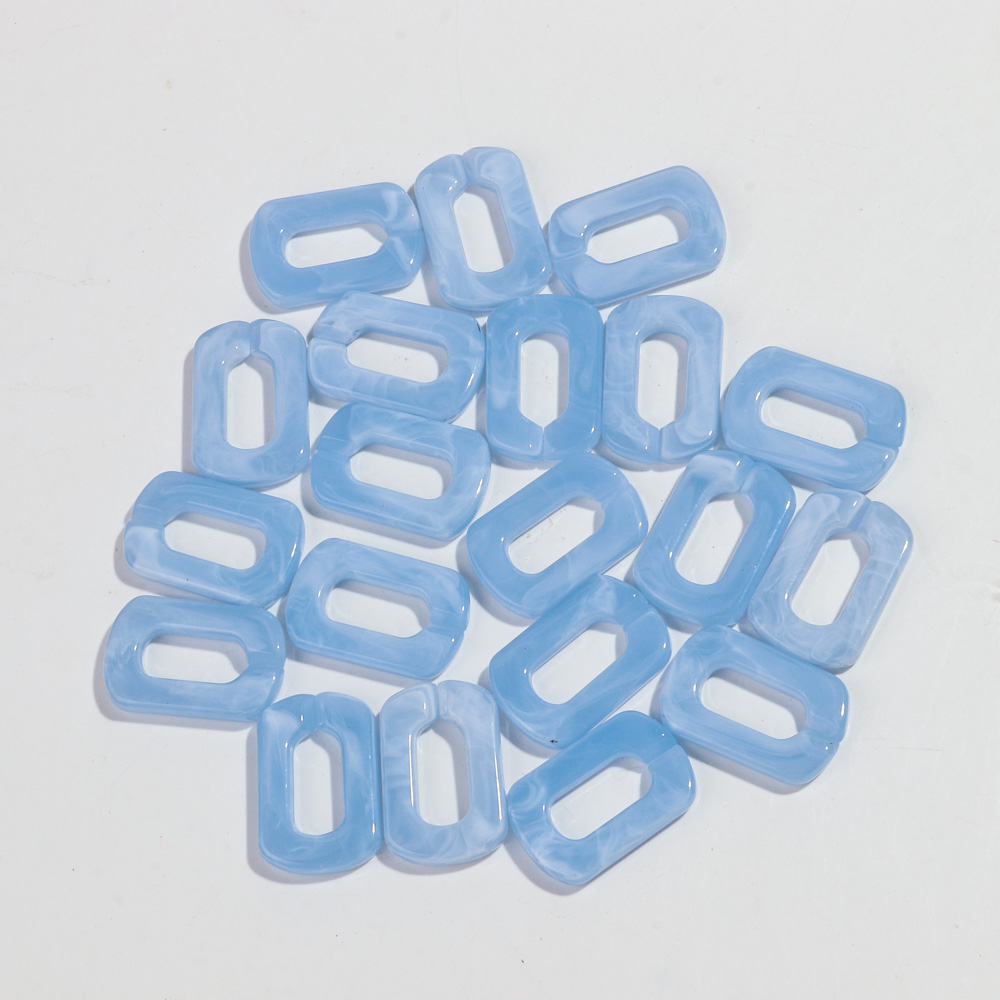 20 piezas 20x30mm cuentas de cadena de eslabones de anillo cuadrado acrílico de colores mezclados para pulsera fabricación de collares accesorios de joyería DIY al por mayor: Azul