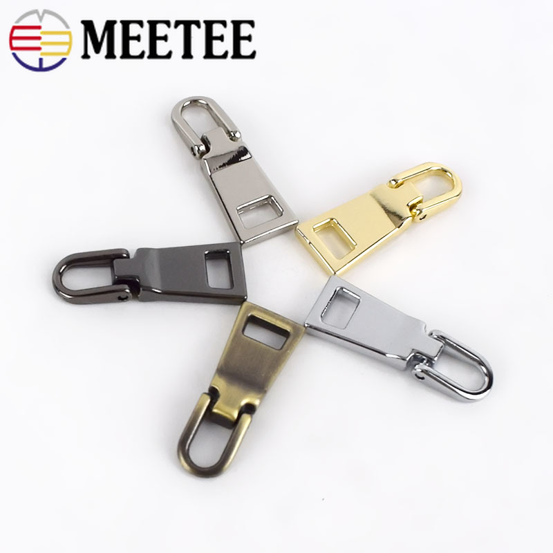 Meetee 10Pcs 9X28Mm 3 # Metalen Rits Trekkers Ritsen Pull Tab Zip Reparatie Kits Diy Kleermaker gereedschap Naaien Hardware Accessoires