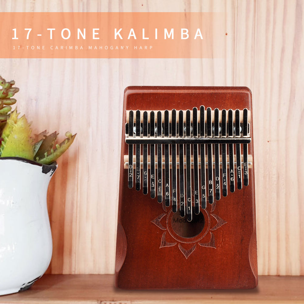17 Keys Kalimba Musical Instrument Wood Mahogany Thumb Finger Piano African Sanza Mbira with Tuning Tool Storage Bag for