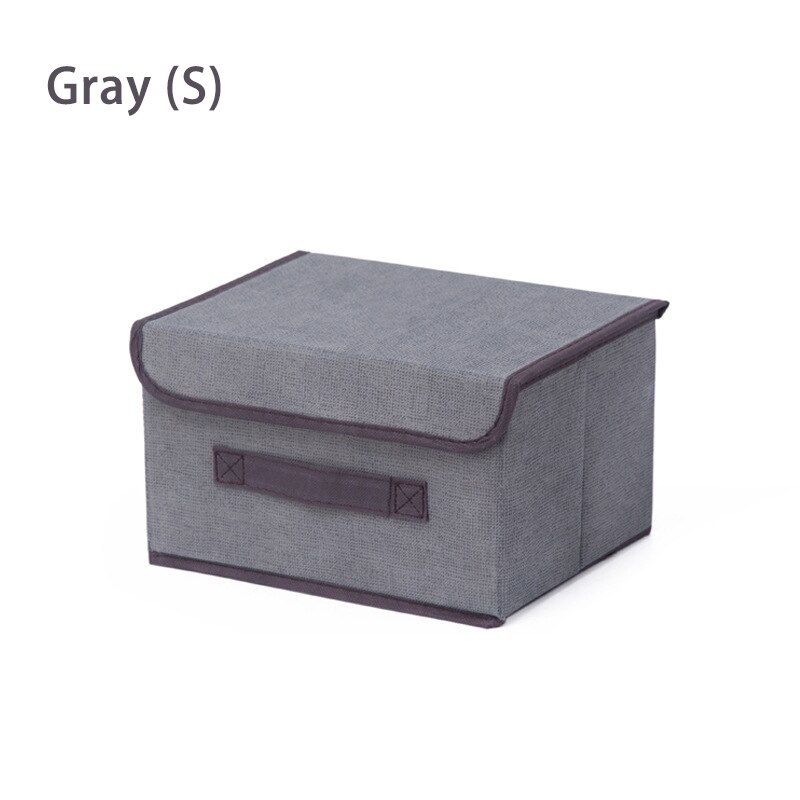 Non Woven Fabric Storage Box with Lids Household Toy Snacks Sundries Organizer Storage Boxes Basket Cloth Storage Organizer Box: Gray S 25x19x16cm