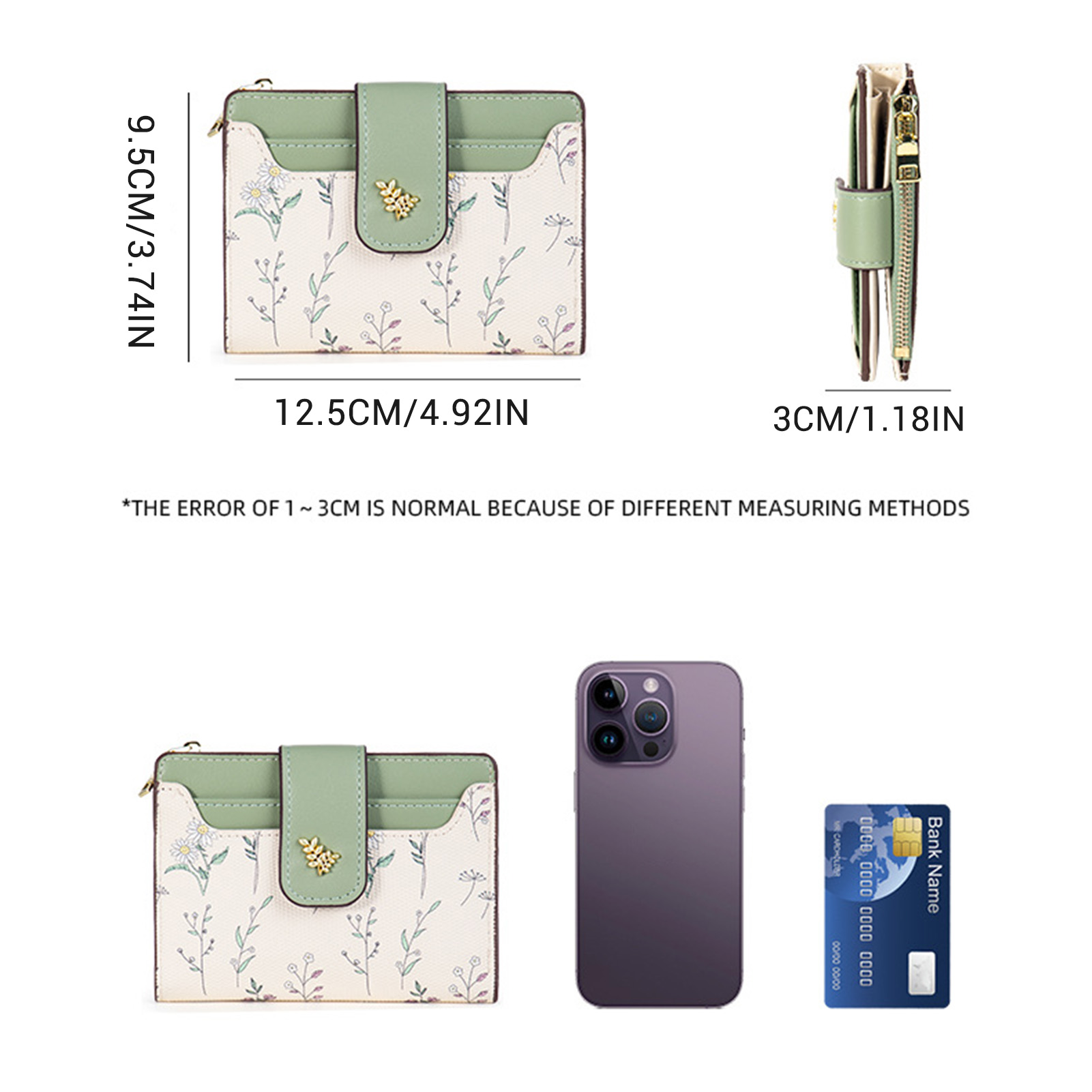 Women Wallets PU Leather Female Coin Purse Flower Printed Multi-Cards Holder Lady Short Slim Wallet Zipper Hasp