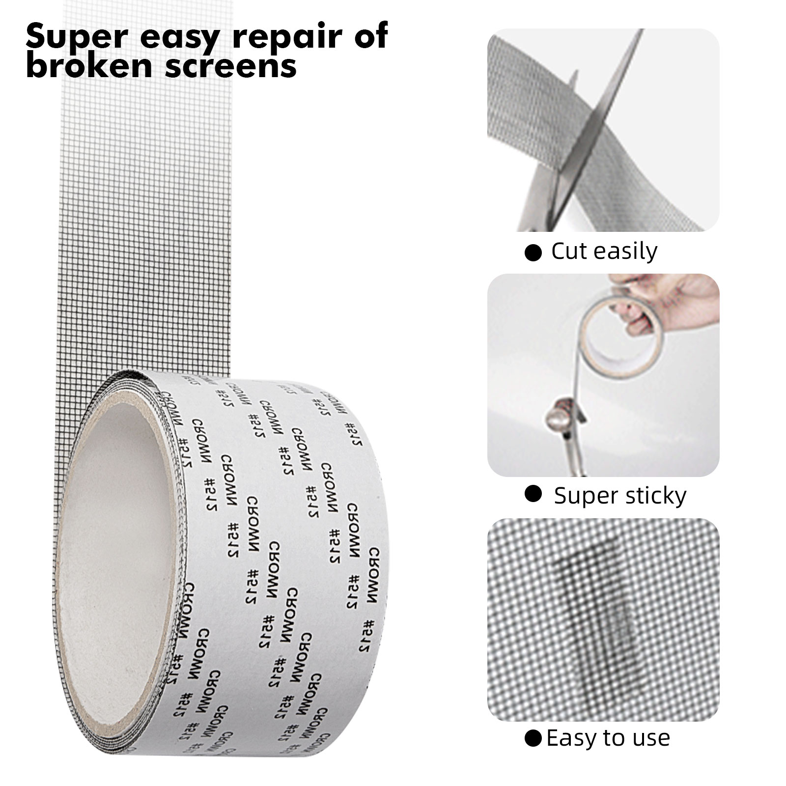 5x200cm Screen Repair Tape Self-Adhesive Fiberglass Window Door Screen Mesh Repair Patch for Holes Tears Repairing