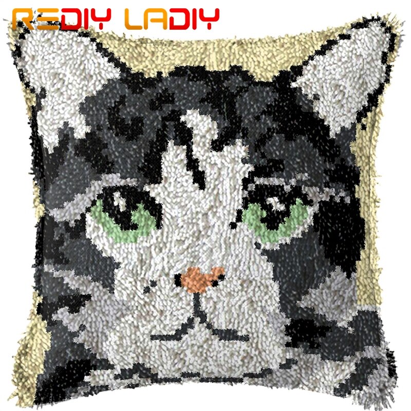 Latch Hook Cushion Kits White Puppy Printed Canvas Acrylic Yarn Crochet Pillow Case Sofa Cushion Cover Bed Pillow Hobby &amp; Crafts: BZ749