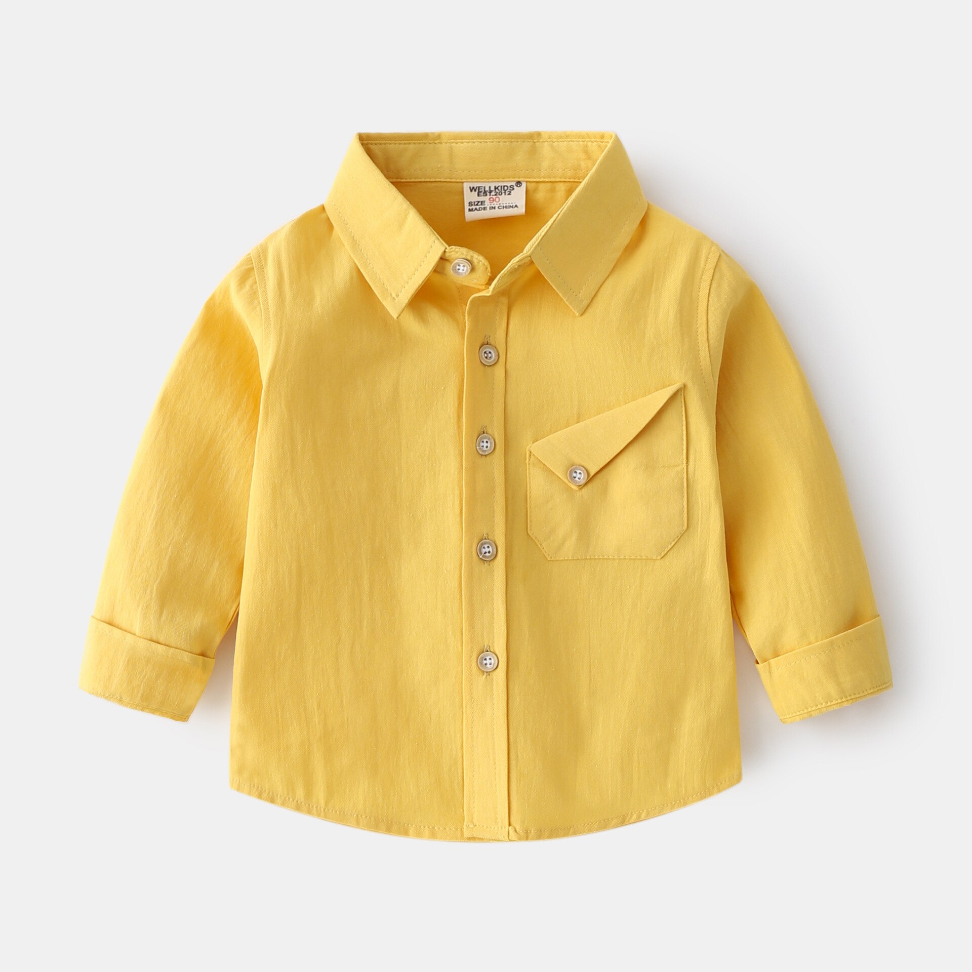 Snoep Kleur Jongens Shirts Zomer Herfst Kids Tops Zomer Turn Down Kleur Pocket Tops Tees Kinderkleding: yellow / 100(3T)