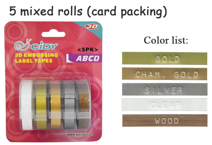 CIDY Mini Portable Printer DIY Handhold Typewriter Label Maker for MOTEX E101 Lettering Machine for 3D Embossing Manual Tape: 5mixed color D
