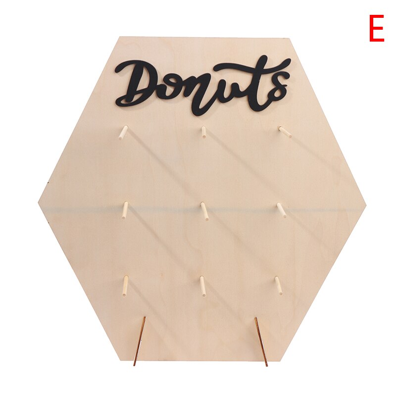 Soporte de pared de Donuts para decoración de de cumpleaños y boda, estante de exhibición de pastel de postre de madera, suministros para de Navidad, 1 unidad,: E Style1