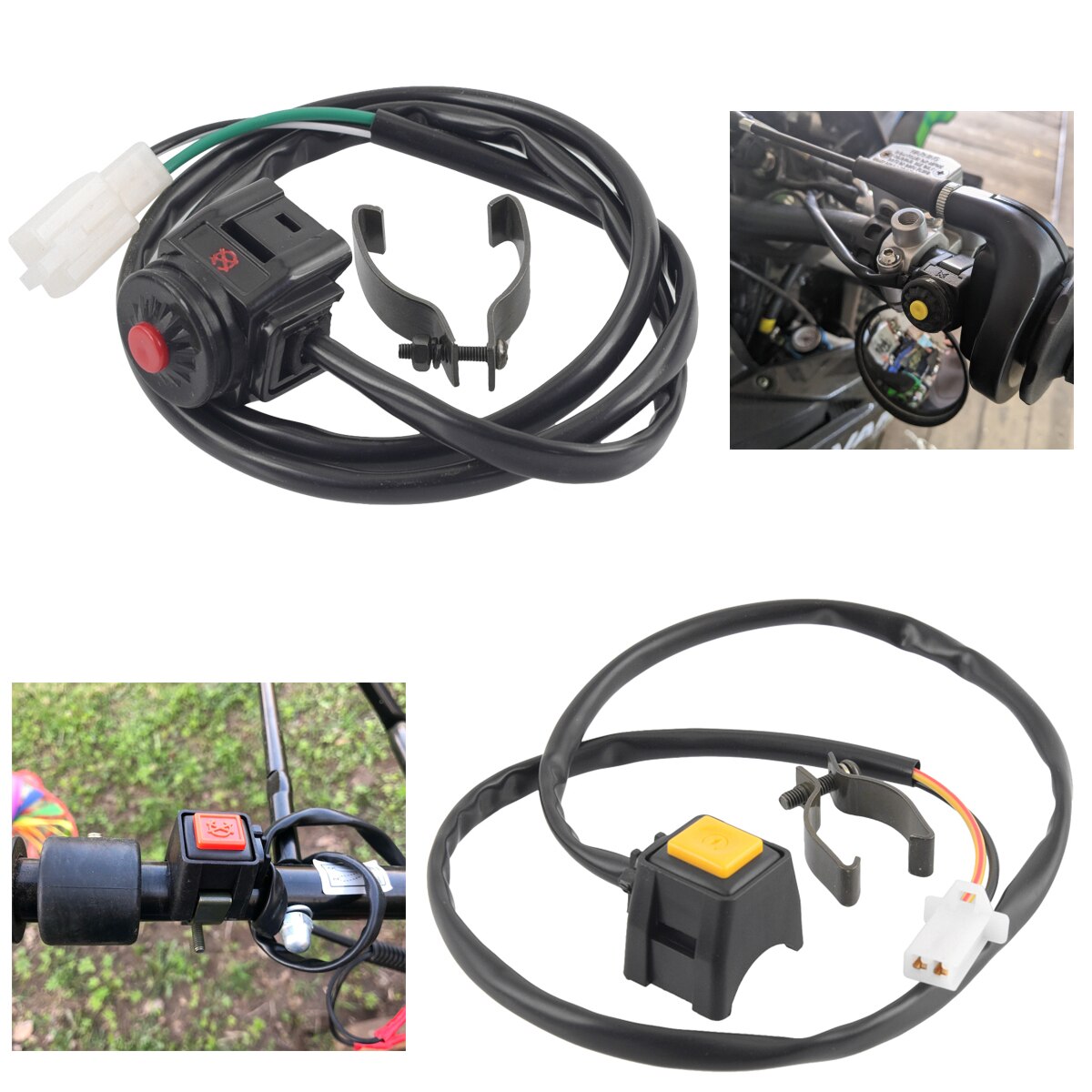 1 Pcs Universal Motorcycle Kill Switch Red Push Button Hoorn Starter Dirt Bike Atv Utv Dual Sport Voor 22Mm stuur Gemonteerd Bars