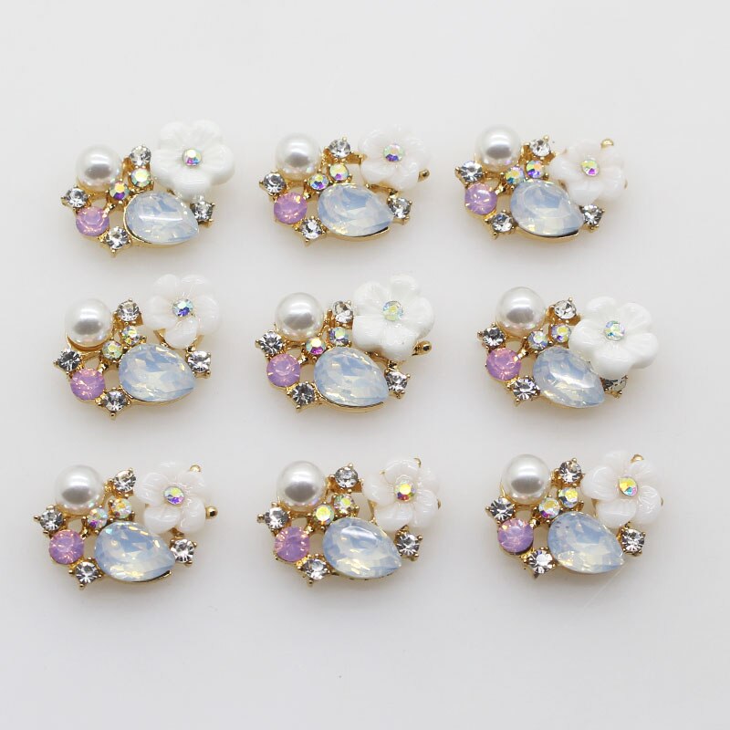 10 pz/lotto 17mm perla strass metallo fiore gioielli fai da te accessori scoperta abbellimento gioielli fare accessori fai da te: G